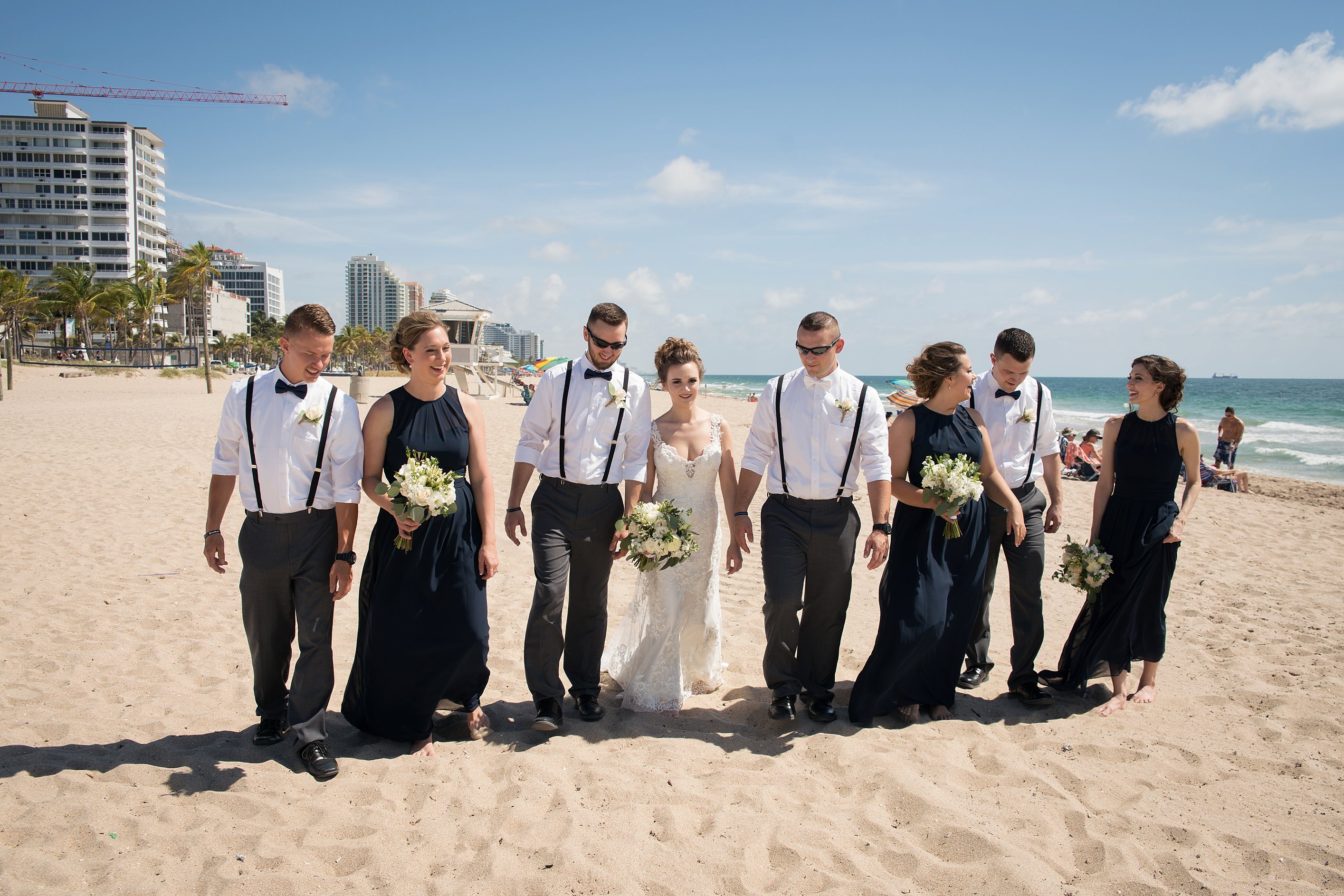 Group walking wedding photo