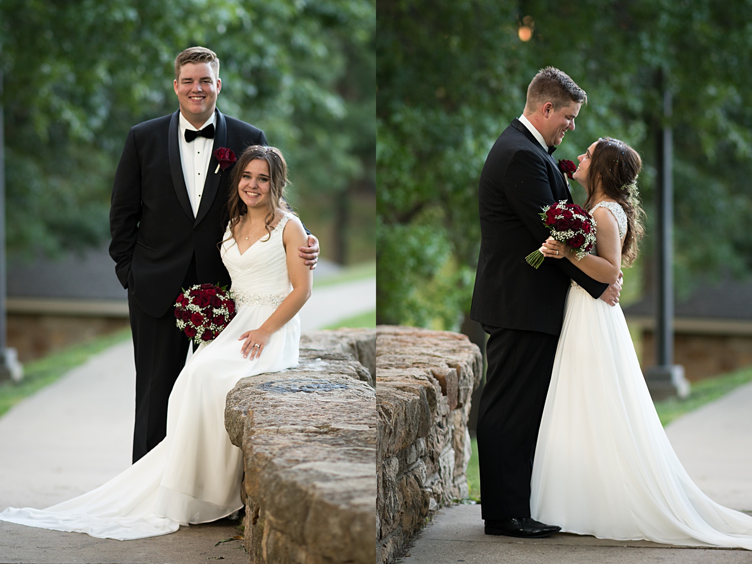 Wedding images of couple at Potter's Lake in Lawrence, KS at KU's campus