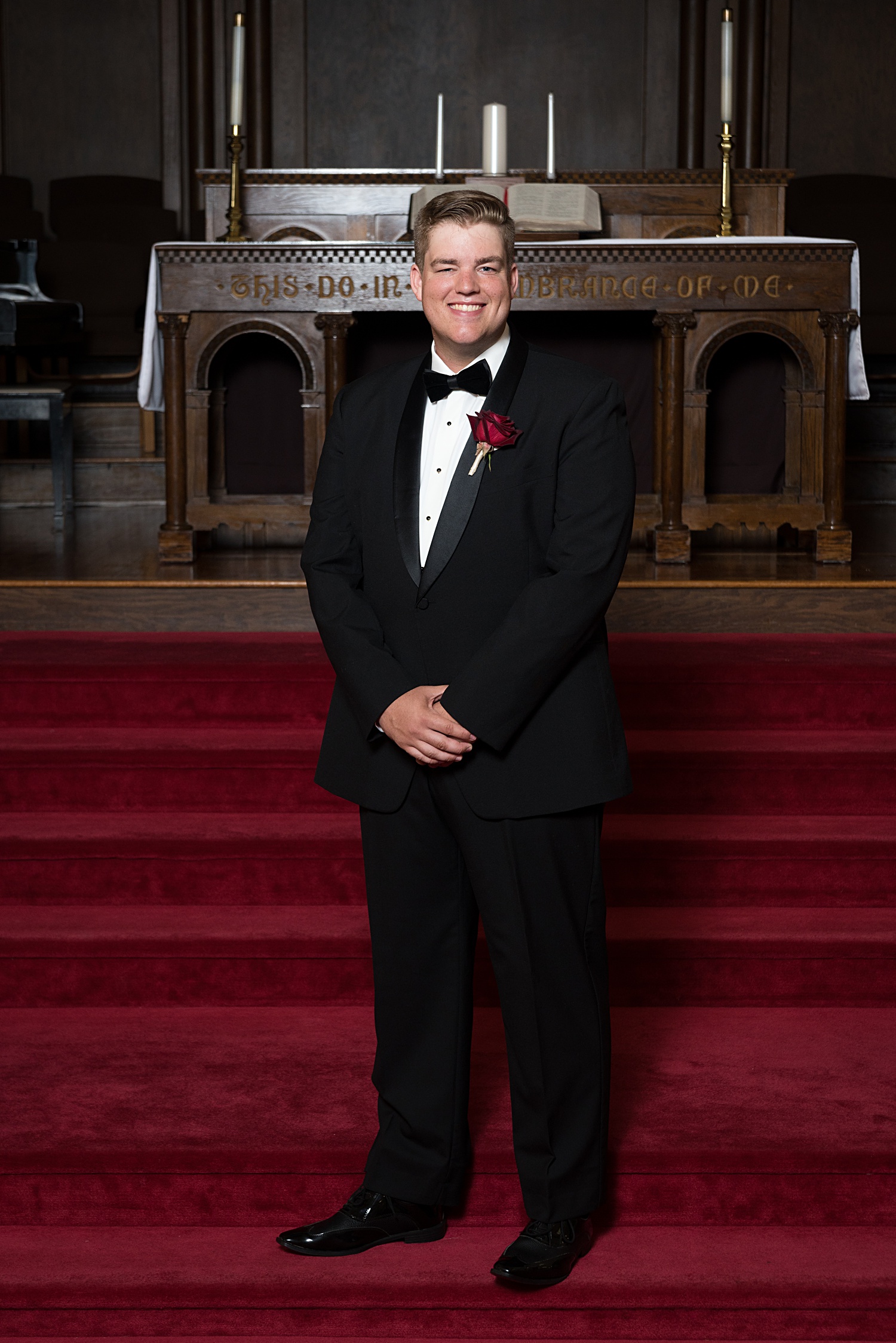 Wedding Party formal images at United Methodist Church in Lawrence, KS