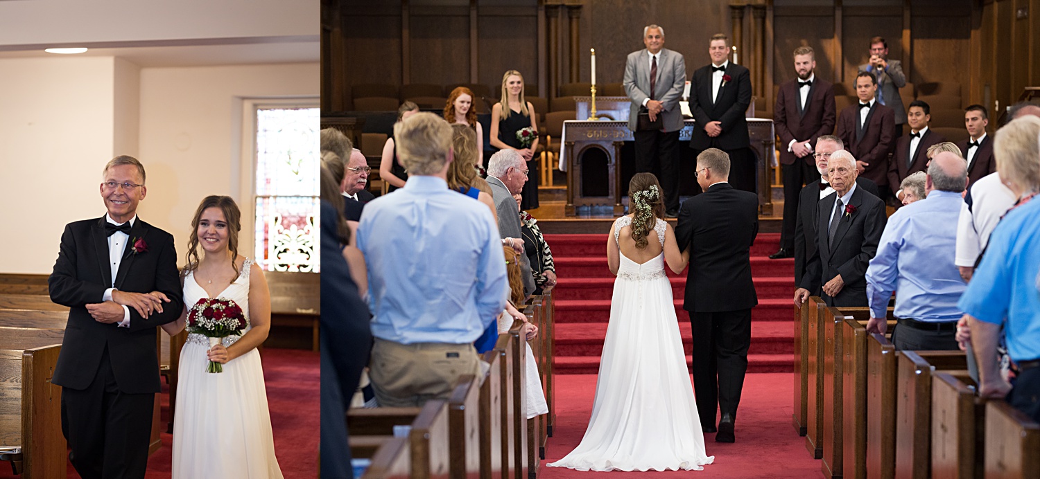 Wedding ceremony images at United Methodist Church in Lawrence, KS