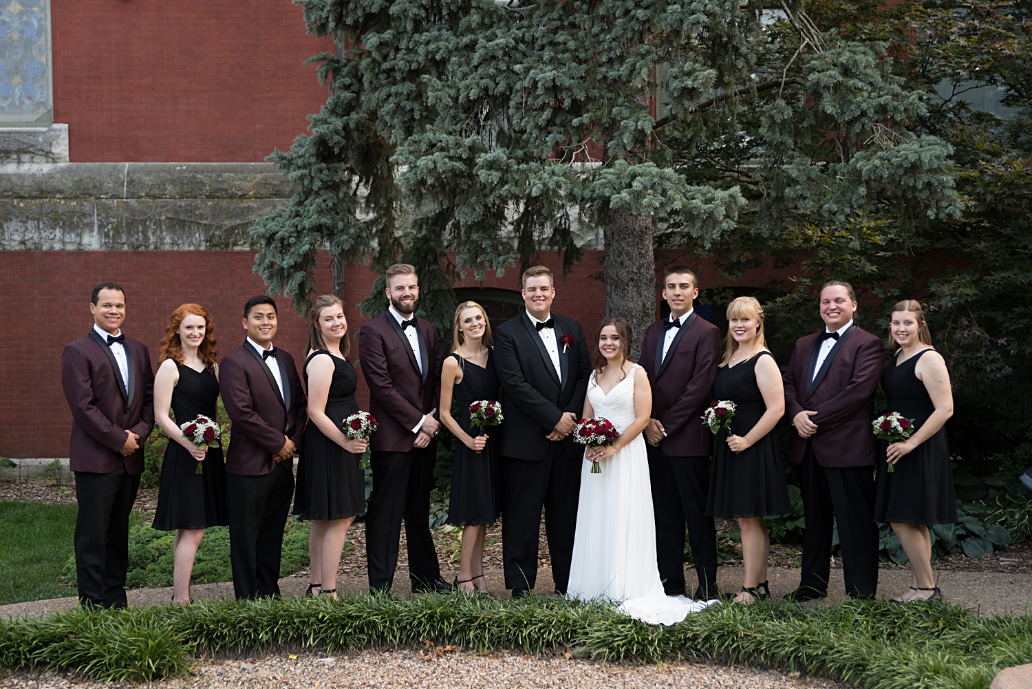 Wedding photos at the Japanese Garden in Lawrence, KS