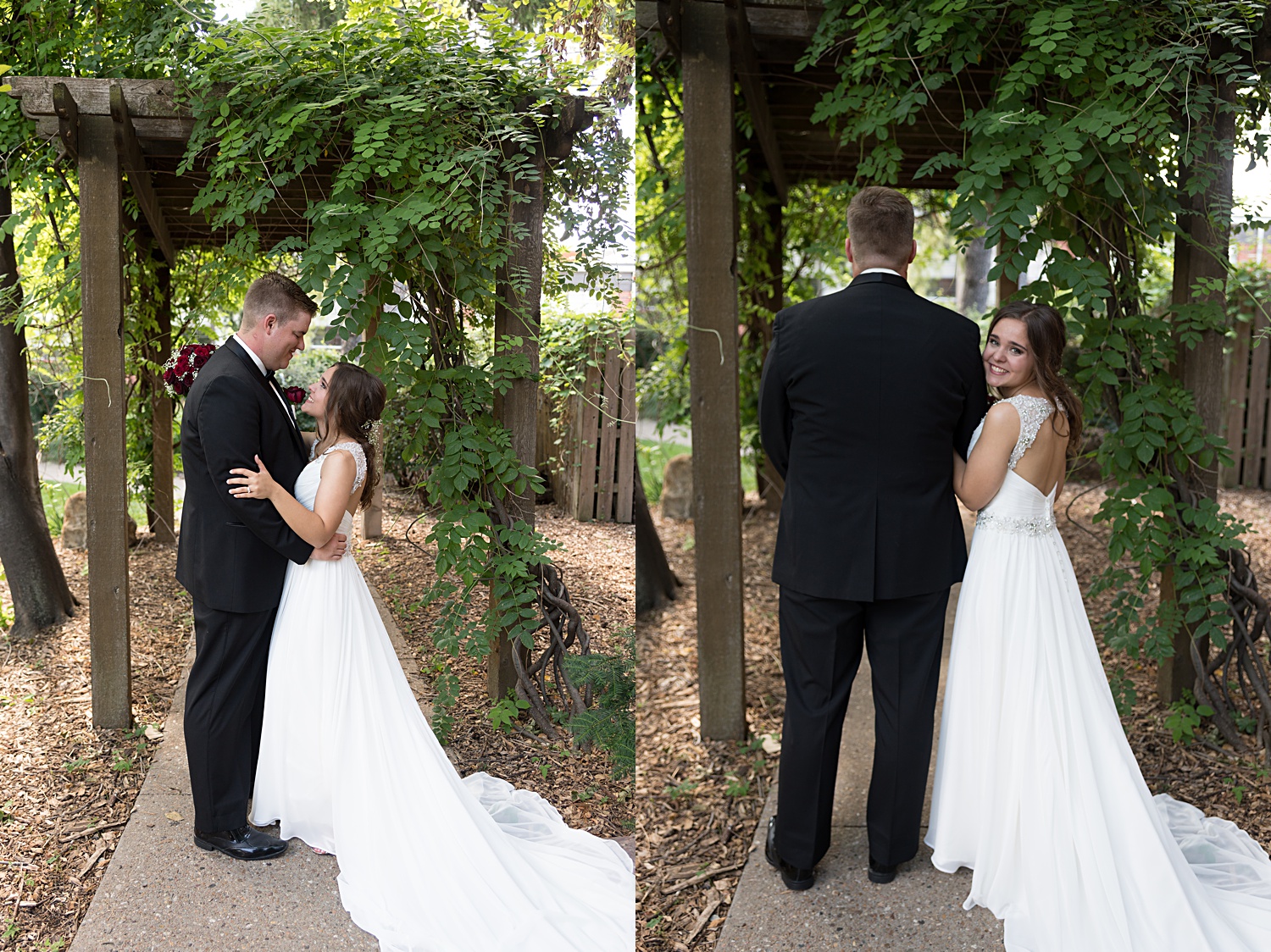 Wedding photos at the Japanese Garden in Lawrence, KS