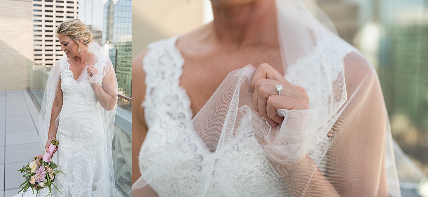 Brass on Baltimore Wedding Photos. Bridal solo portrait on rooftop.