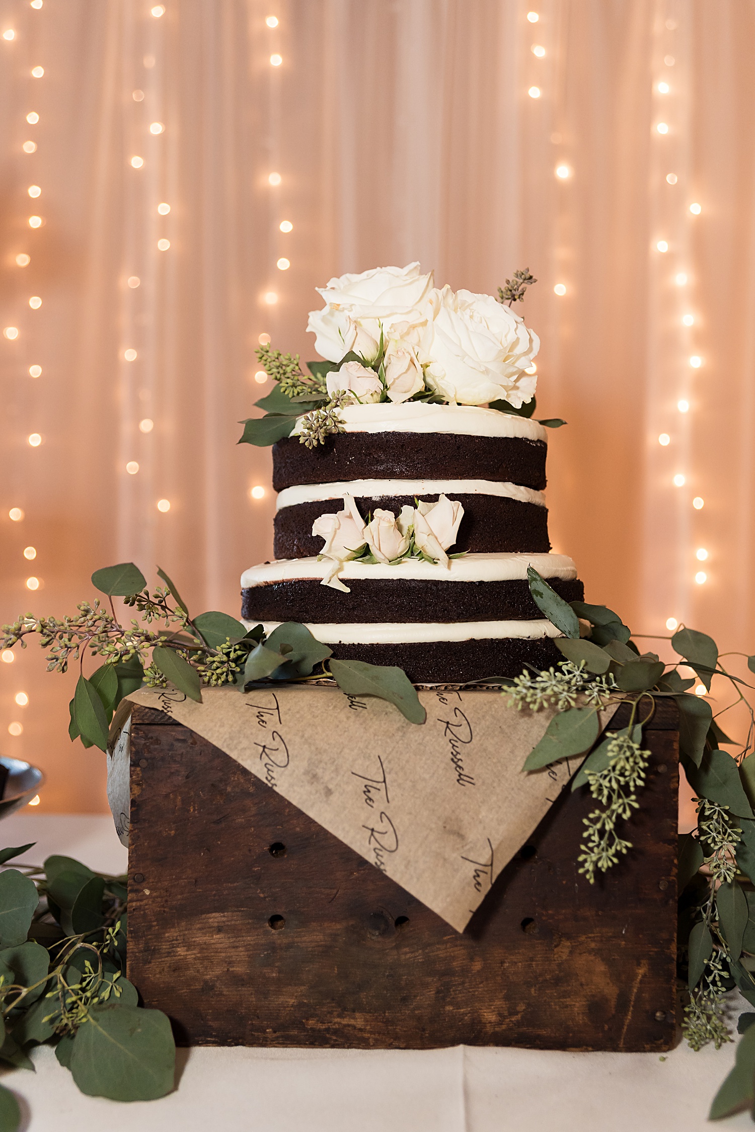 Wedding Cake. The Russell. Victoria Veranda Country Inn Wedding Photos-Lawrence-Wedding-Photographer-Emily-Lynn-Photography