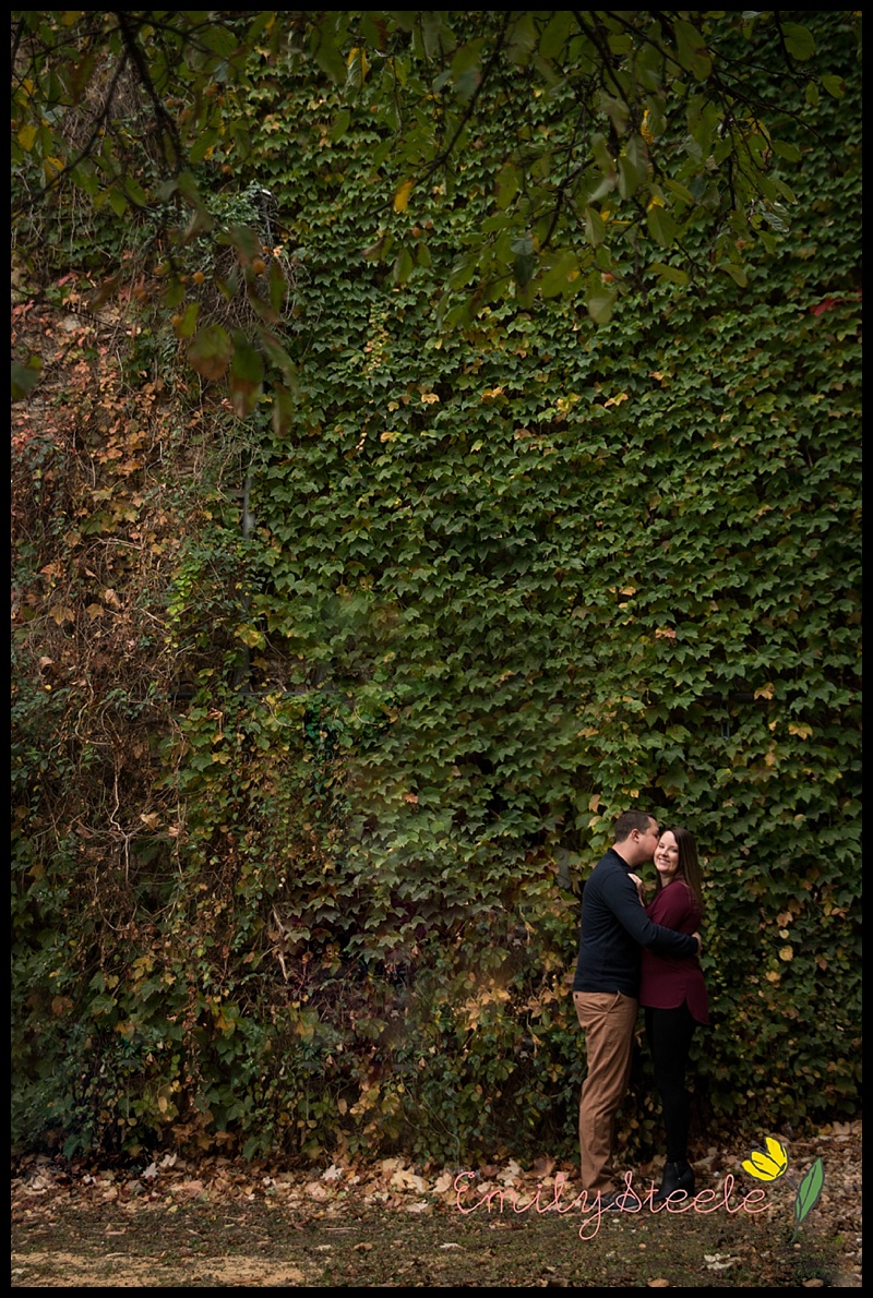 Downtown engagement photo in Lawrence, KS