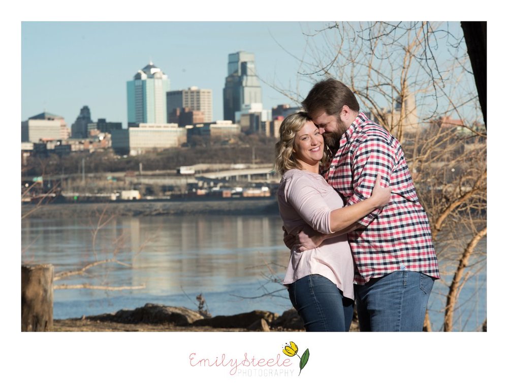 downtown kc skyline engagement photos