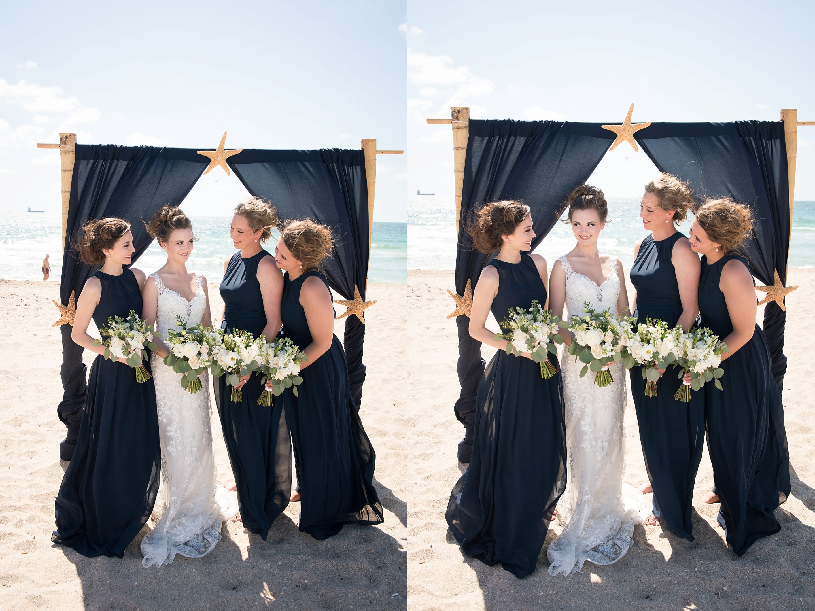 Bridesmaids beach wedding photo
