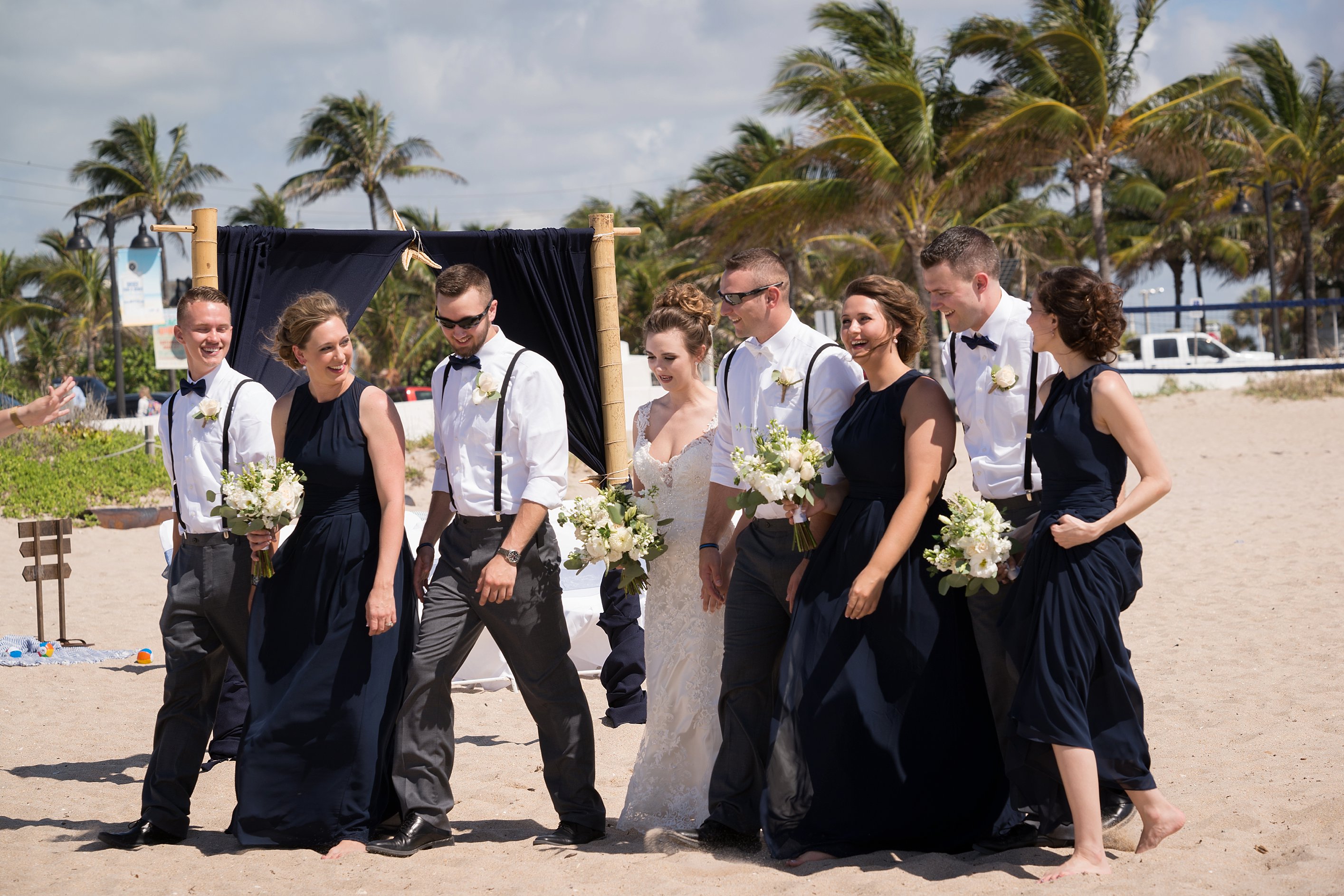 Group walking wedding photo