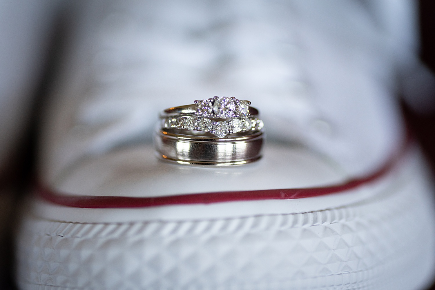 Ring Shot on shoe. Wedding-Details-Victoria-Veranda-Country-Inn-Lawrence-Wedding-Photographer-Emily-Lynn-Photography