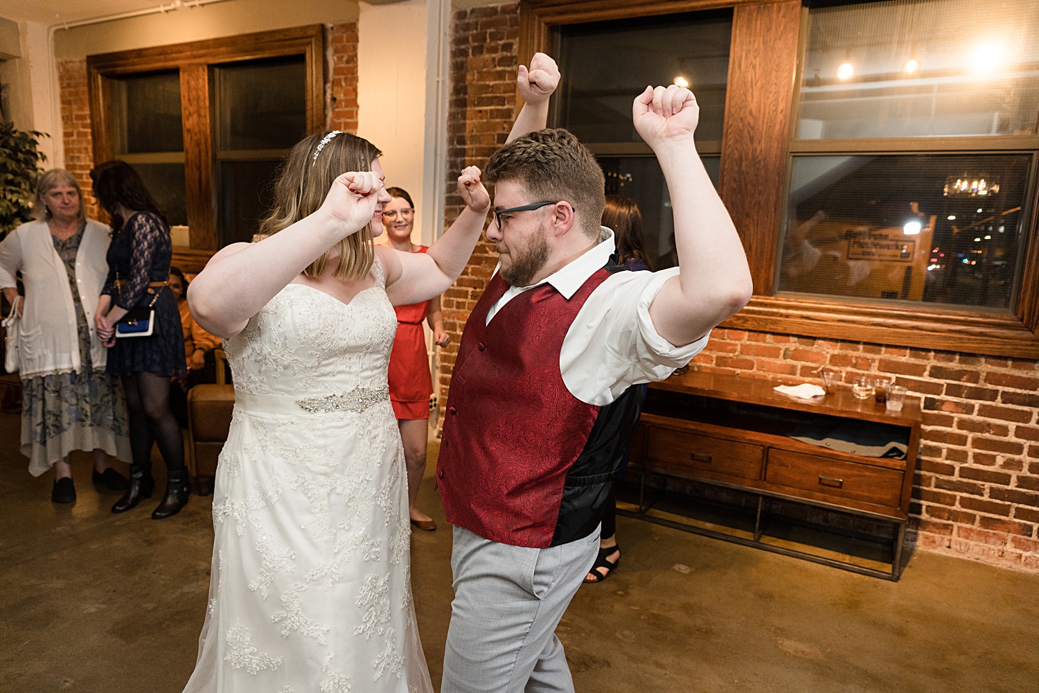 Fun wedding reception dance photos. KC-Wedding-Photographer-Cellar 222 Wedding Photos-Kansas-City-Wedding-Photographer-Emily-Lynn-Photography